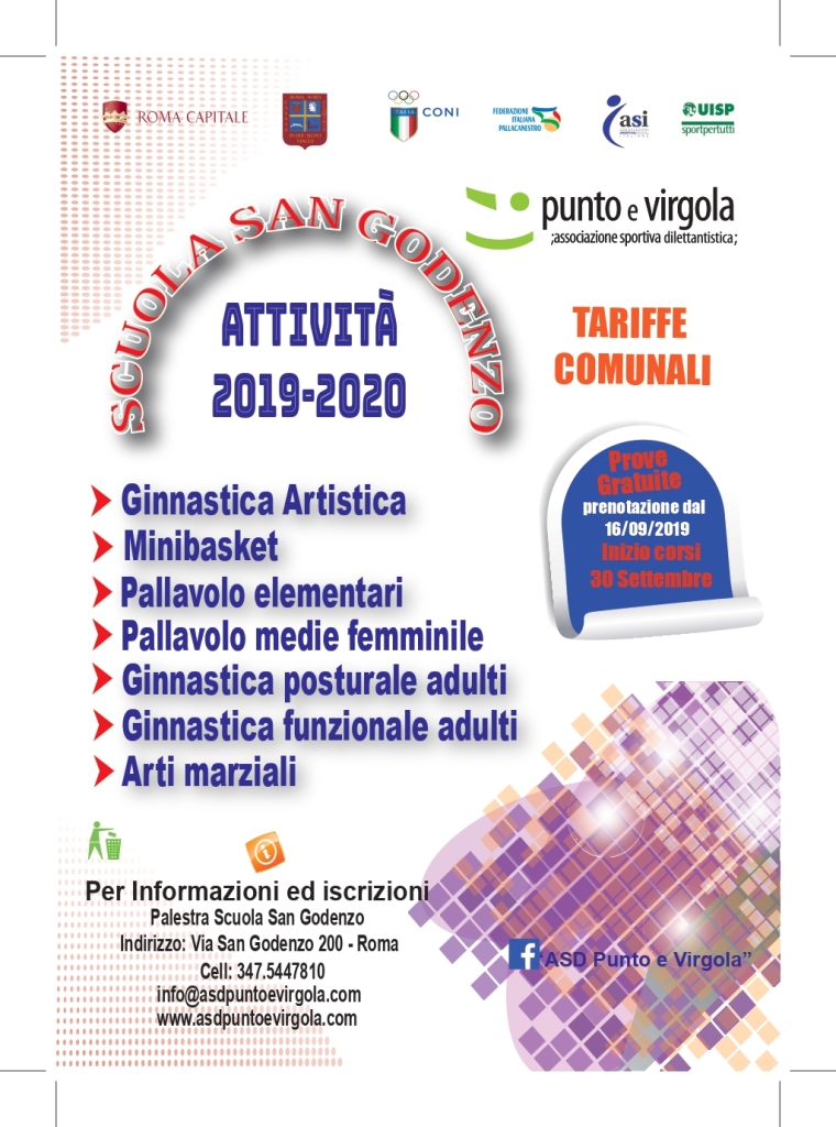 Volantino attività sportive Palestra San Godenzo 2019-2020